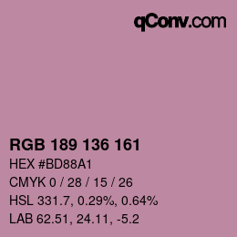 カラーコード: RGB 189 136 161 | qconv.com