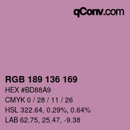 Color code: RGB 189 136 169 | qconv.com
