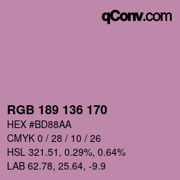 Color code: RGB 189 136 170 | qconv.com