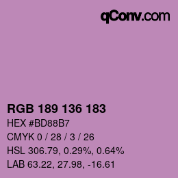 Color code: RGB 189 136 183 | qconv.com