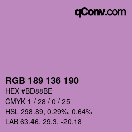 Color code: RGB 189 136 190 | qconv.com