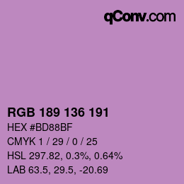 Color code: RGB 189 136 191 | qconv.com
