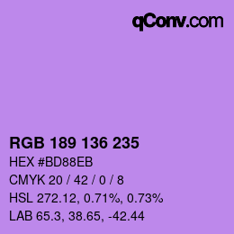 Color code: RGB 189 136 235 | qconv.com