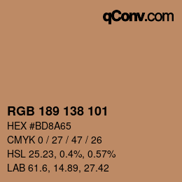 Code couleur: RGB 189 138 101 | qconv.com
