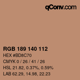 Farbcode: RGB 189 140 112 | qconv.com