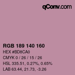 カラーコード: RGB 189 140 160 | qconv.com