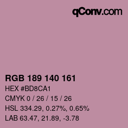 カラーコード: RGB 189 140 161 | qconv.com