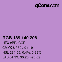 カラーコード: RGB 189 140 206 | qconv.com