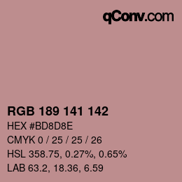 Color code: RGB 189 141 142 | qconv.com