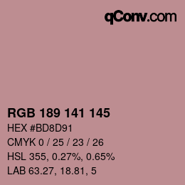 カラーコード: RGB 189 141 145 | qconv.com