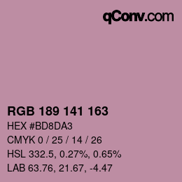 カラーコード: RGB 189 141 163 | qconv.com