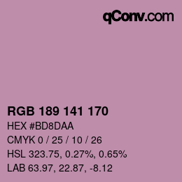 Color code: RGB 189 141 170 | qconv.com