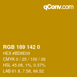 颜色代码: RGB 189 142 0 | qconv.com