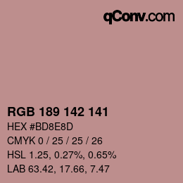 カラーコード: RGB 189 142 141 | qconv.com