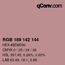 カラーコード: RGB 189 142 144 | qconv.com