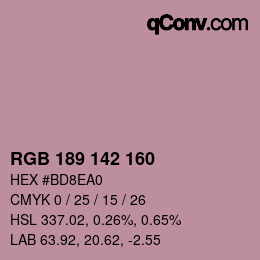 Color code: RGB 189 142 160 | qconv.com