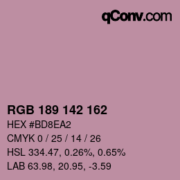 カラーコード: RGB 189 142 162 | qconv.com