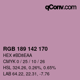 Color code: RGB 189 142 170 | qconv.com