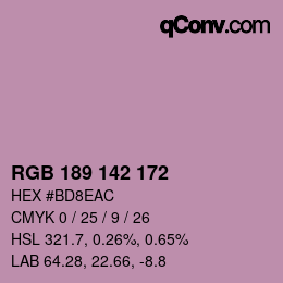 Color code: RGB 189 142 172 | qconv.com