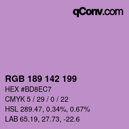 カラーコード: RGB 189 142 199 | qconv.com