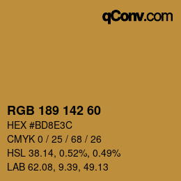 カラーコード: RGB 189 142 60 | qconv.com
