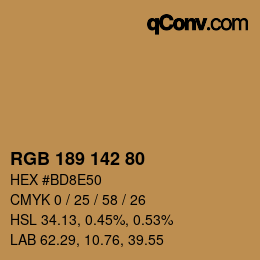 Color code: RGB 189 142 80 | qconv.com