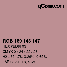 カラーコード: RGB 189 143 147 | qconv.com