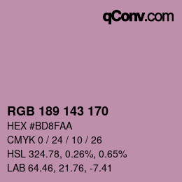 颜色代码: RGB 189 143 170 | qconv.com