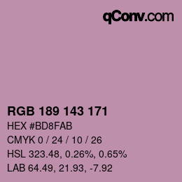 Color code: RGB 189 143 171 | qconv.com