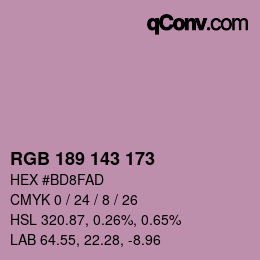 Farbcode: RGB 189 143 173 | qconv.com
