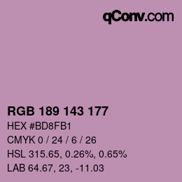 颜色代码: RGB 189 143 177 | qconv.com