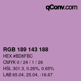 カラーコード: RGB 189 143 188 | qconv.com