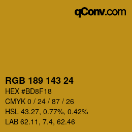 カラーコード: RGB 189 143 24 | qconv.com