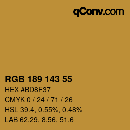カラーコード: RGB 189 143 55 | qconv.com