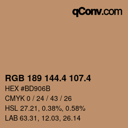 カラーコード: RGB 189 144.4 107.4 | qconv.com