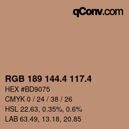 カラーコード: RGB 189 144.4 117.4 | qconv.com