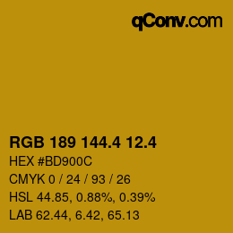 カラーコード: RGB 189 144.4 12.4 | qconv.com