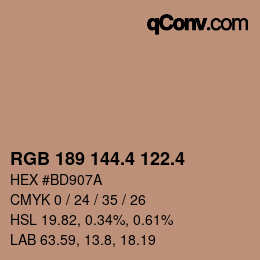 カラーコード: RGB 189 144.4 122.4 | qconv.com