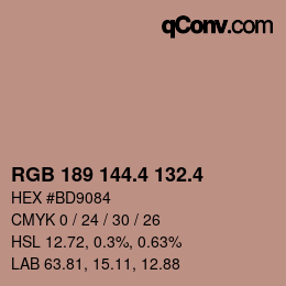 カラーコード: RGB 189 144.4 132.4 | qconv.com