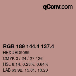 カラーコード: RGB 189 144.4 137.4 | qconv.com