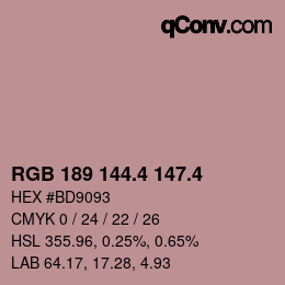 カラーコード: RGB 189 144.4 147.4 | qconv.com