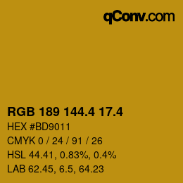 カラーコード: RGB 189 144.4 17.4 | qconv.com