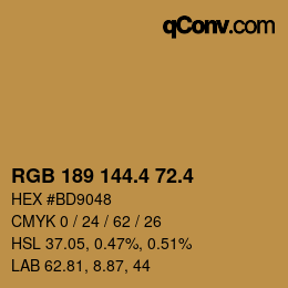 カラーコード: RGB 189 144.4 72.4 | qconv.com
