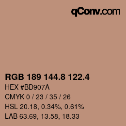 カラーコード: RGB 189 144.8 122.4 | qconv.com
