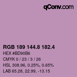 カラーコード: RGB 189 144.8 182.4 | qconv.com