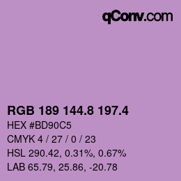 カラーコード: RGB 189 144.8 197.4 | qconv.com