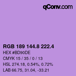 カラーコード: RGB 189 144.8 222.4 | qconv.com