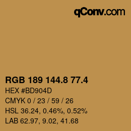 カラーコード: RGB 189 144.8 77.4 | qconv.com