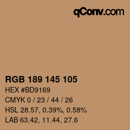 カラーコード: RGB 189 145 105 | qconv.com