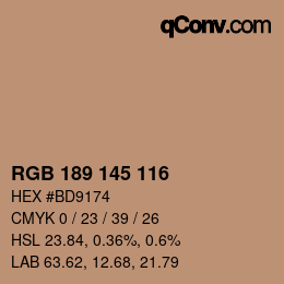 Código de color: RGB 189 145 116 | qconv.com